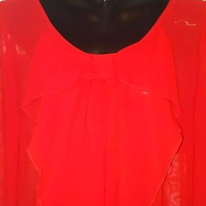A. Byer Tops - Sheer Red Blouse A. Byer Tops - Sheer Red Blouse